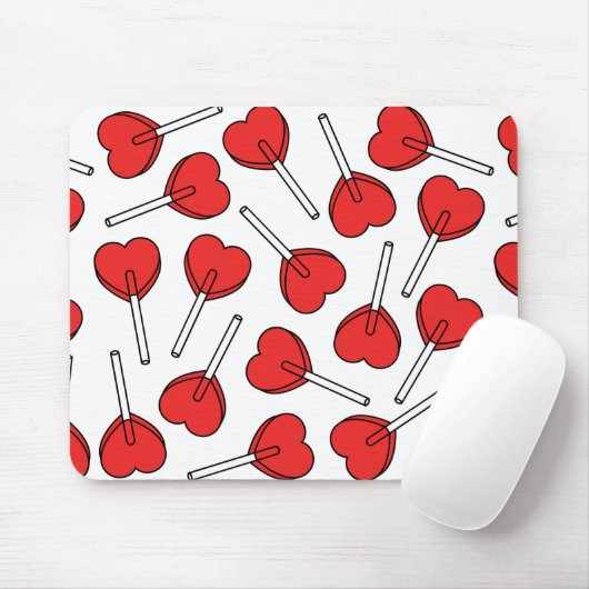 Red Lollipops, Heart Lollipops, Lollipop Pattern マウスパッド (マウス)