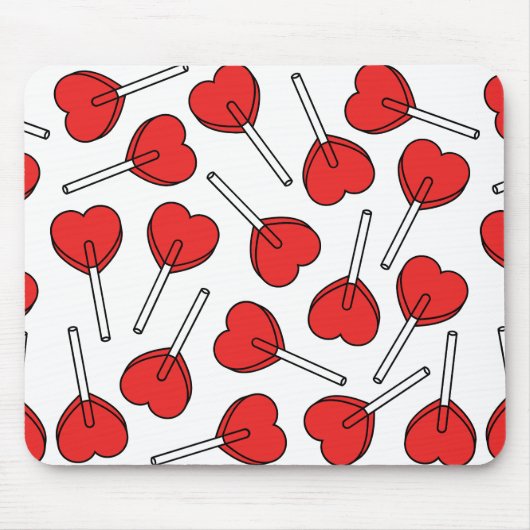 Red Lollipops, Heart Lollipops, Lollipop Pattern マウスパッド (正面)