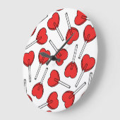 Red Lollipops, Heart Lollipops, Lollipop Pattern ラージ壁時計 (傾斜)