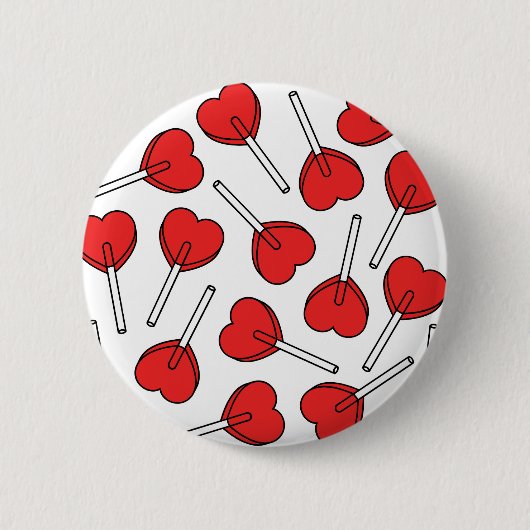 Red Lollipops, Heart Lollipops, Lollipop Pattern 缶バッジ (正面)