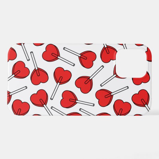 Red Lollipops, Heart Lollipops, Lollipop Pattern iPhoneケース (裏面横)