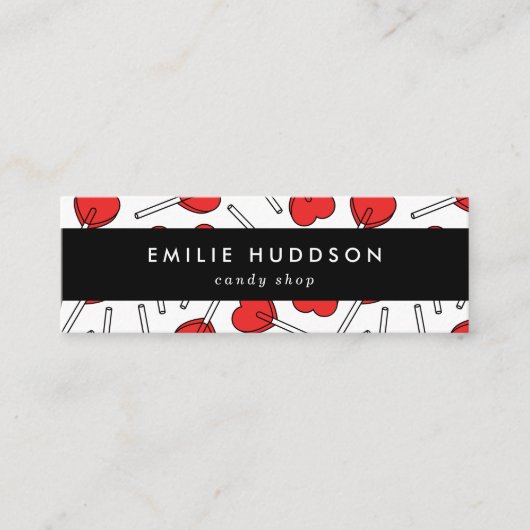 Red Lollipops, Heart Lollipops, Lolly, Candy Shop スキニー名刺 (正面)