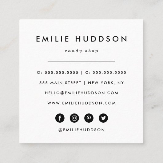 Red Lollipops, Heart Lollipops, Lolly, Candy Shop スクエア名刺 (裏面)