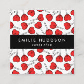 Red Lollipops, Heart Lollipops, Lolly, Candy Shop スクエア名刺 (正面)
