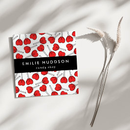 Red Lollipops, Heart Lollipops, Lolly, Candy Shop スクエア名刺