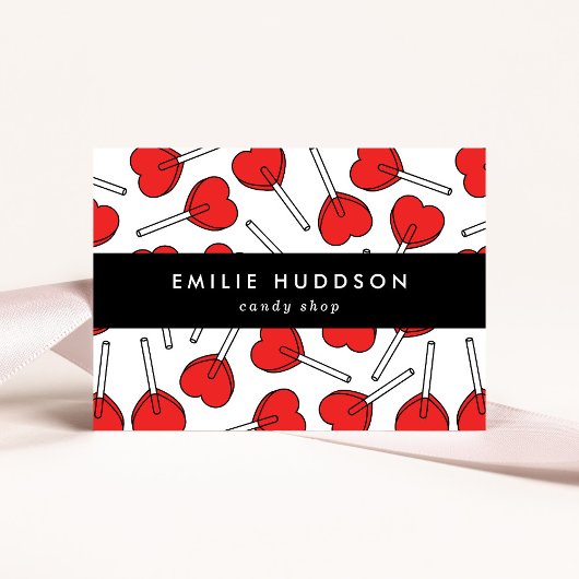 Red Lollipops, Heart Lollipops, Lolly, Candy Shop 名刺