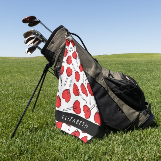 Red Lollipops, Heart Lollipops, Lolly, Your Name ゴルフタオル (グリーン)