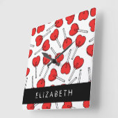 Red Lollipops, Heart Lollipops, Lolly, Your Name スクエア壁時計 (傾斜)