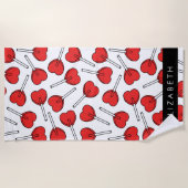 Red Lollipops, Heart Lollipops, Lolly, Your Name ビーチタオル (正面)