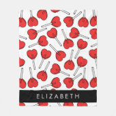 Red Lollipops, Heart Lollipops, Lolly, Your Name フリースブランケット (正面)