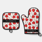 Red Lollipops, Heart Lollipops, Lolly, Your Name 鍋つかみ&鍋敷きセット (正面)