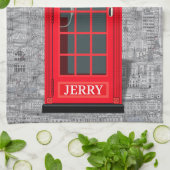 Red London Phone Booth Skyline キッチンタオル (折り畳み)