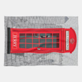 Red London Phone Booth Skyline キッチンタオル (横)