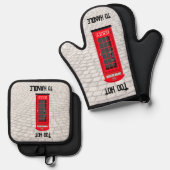Red London Phone Booth with Custom Name & Caption 鍋つかみ&鍋敷きセット (正面/裏面)