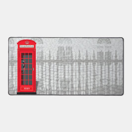Red London Phone Booth with Name デスクマット