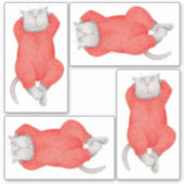 RED LONG JOHNS CAT 8"X8"ビニールステッカー シール (正面)