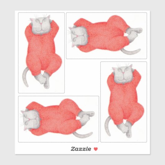 RED LONG JOHNS CAT 8"X8"ビニールステッカー シール (シート)