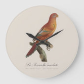 Red Lory or Eos Bornea, Trichoglossus borneus ラージ壁時計 (正面)