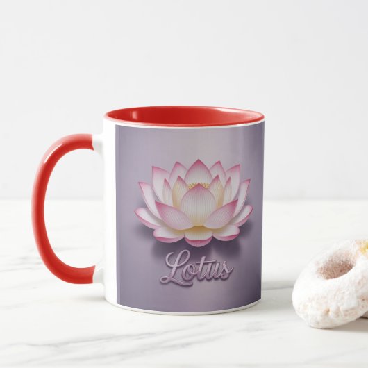 Red Lotus Flower Meditation Mug マグカップ (ドーナツ)