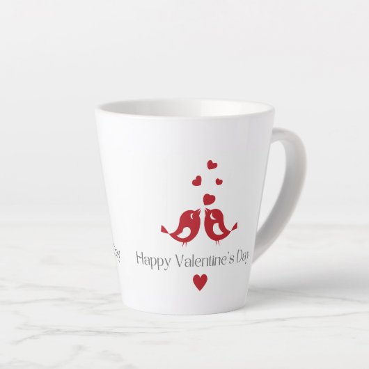 Red Love Birds Valentine's Mug – Classic Romantic  カフェラテマグ (右アングル)
