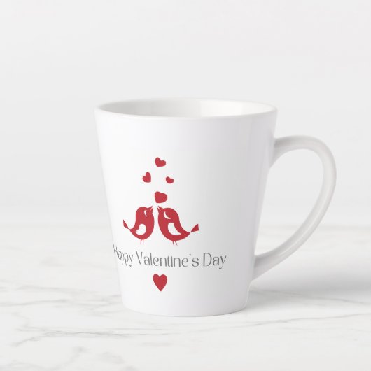 Red Love Birds Valentine's Mug – Classic Romantic カフェラテマグ (右)