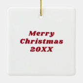 Red Love Custom Couple Names & Photo Heart セラミックオーナメント (裏面)