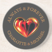 Red Love Heart Always And Forever Twinflame Name コースター (正面)