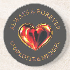 Red Love Heart Always And Forever Twinflame Name コースター