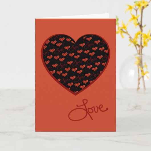 Red Love Heart Card カード (黄色い花)