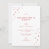 Red Love Heart Valentine's Galentines Party Invite 招待状 (正面)