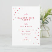 Red Love Heart Valentine's Galentines Party Invite 招待状 (スタンド正面)