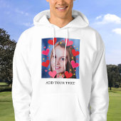 Red Love Hearts Custom Photo Text Personalized パーカ