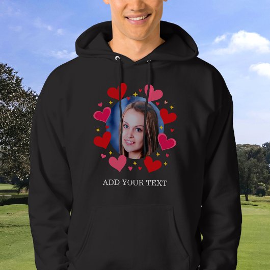 Red Love Hearts Custom Photo Text Personalized パーカ