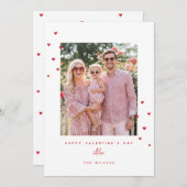 Red Love Hearts Happy Valentine's Day Photo Card シーズンカード (正面/裏面)