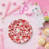 Red Love Hearts Mosaic Pattern ペーパープレート (パーティー)