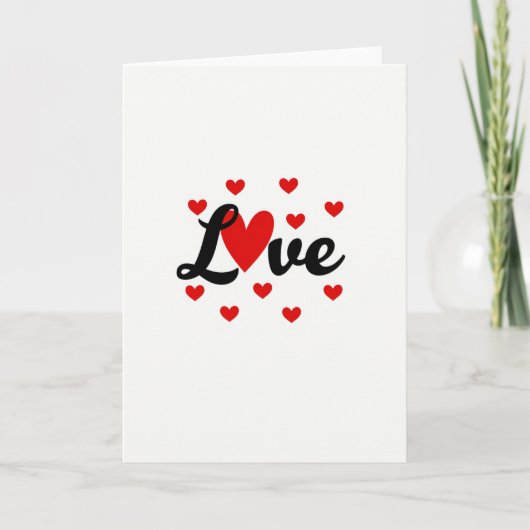 Red Love Hearts Valentine Card カード (正面)