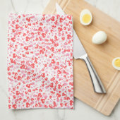 Red Love Hearts – Valentine Collection キッチンタオル (四つ折り)