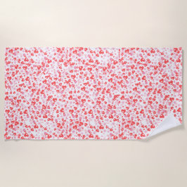 Red Love Hearts – Valentine Collection ビーチタオル