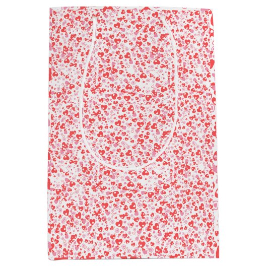 Red Love Hearts – Valentine Collection ミディアムペーパーバッグ (正面)