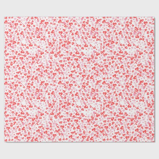 Red Love Hearts – Valentine Collection ラッピングペーパー (フラット)