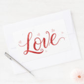 Red Love Lettering with Hearts Art Sticker 長方形シール (封筒)
