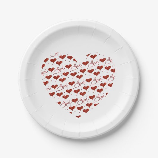 Red Love Party Plates ペーパープレート (正面)