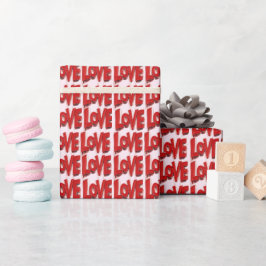 Red LOVE print Valentines Day Love Wrapping Paper ラッピングペーパー