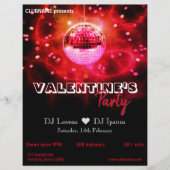 Red Love Valentine's Day Disco Ball Party Flyer チラシ (正面)