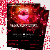 Red Love Valentine's Day Disco Ball Party Flyer チラシ