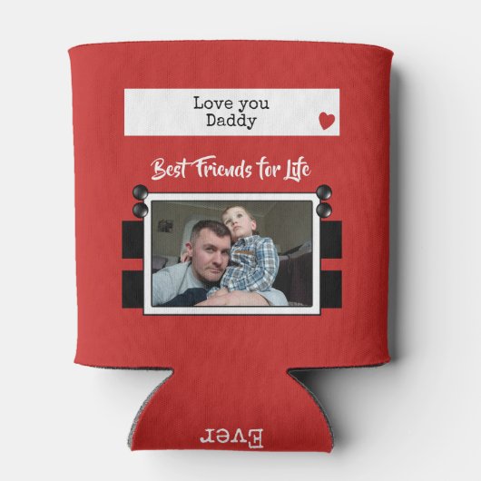 Red Love you Daddyの友最高の達の写真 缶クーラー (裏面)