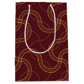 Red Luxurious Wavy Stripes Pattern ミディアムペーパーバッグ (正面)