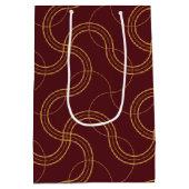 Red Luxurious Wavy Stripes Pattern ミディアムペーパーバッグ (裏面)