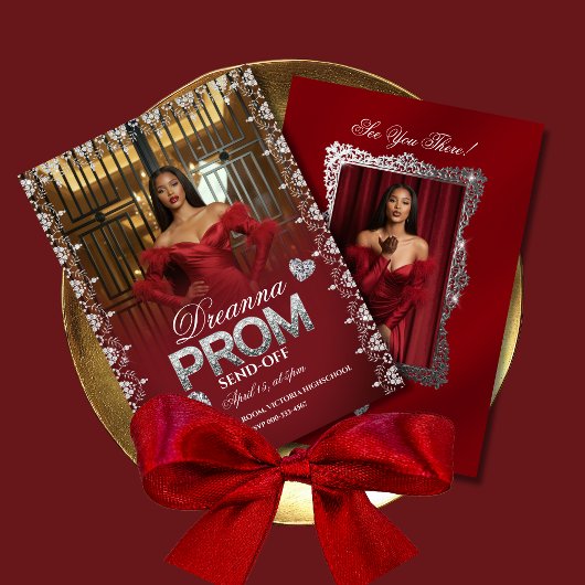 Red Luxury Elegant Prom Send-Off Invitation 招待状