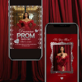 Red Luxury Elegant Prom Send-Off Invitation 招待状